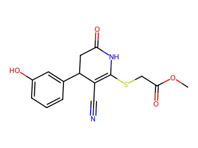 methyl 2-[[5-cyano-4-(3-hydroxyphenyl)-2-oxo-3,4-dihydro-1H-pyridin-6-yl]sulfanyl]acetate structure