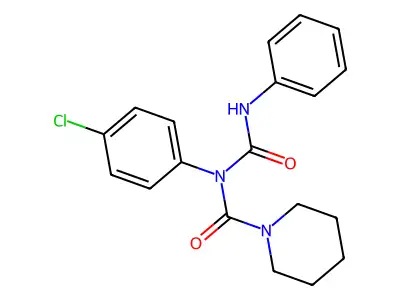 N-(4-Chlorophenyl)-N'-phenyl-N-(piperidine-1-carbonyl)carbamimidic acid structure
