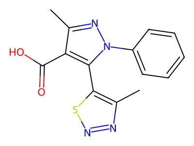 3-methyl-5-(4-methyl-1,2,3-thiadiazol-5-yl)-1-phenyl-1H-pyrazole-4-carboxylic acid structure