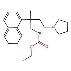 ethyl N-(2-methyl-2-naphthalen-1-yl-4-pyrrolidin-1-ylbutyl)carbamate structure