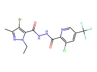 3-Chloro-5-(trifluoromethyl)-2-pyridinecarboxylic acid 2-[(4-bromo-1-ethyl-3-methyl-1H-pyrazol-5-yl)carbonyl]hydrazide structure