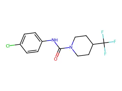 N-(4-chlorophenyl)-4-(trifluoromethyl)piperidine-1-carboxamide structure