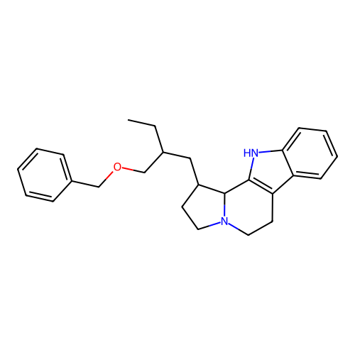 1H-Indolizino[8,7-b]indole, 1-[2-[(benzyloxy)methyl]butyl]-2,3,5,6,11,11b-hexahydro-, stereoisomer structure