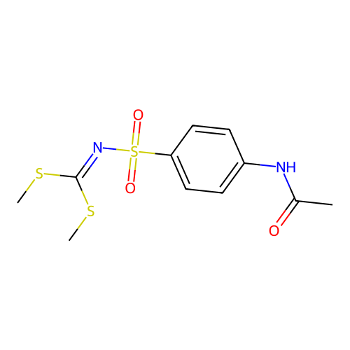 S,S'-Dimethyl N-(N-acetylsulfanilyl)dithiocarbonimidate structure