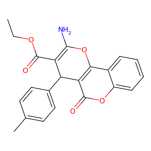 Ethyl 2-amino-4-(4-methylphenyl)-5-oxo-4H,5H-pyrano[3,2-c]chromene-3-carboxylate structure