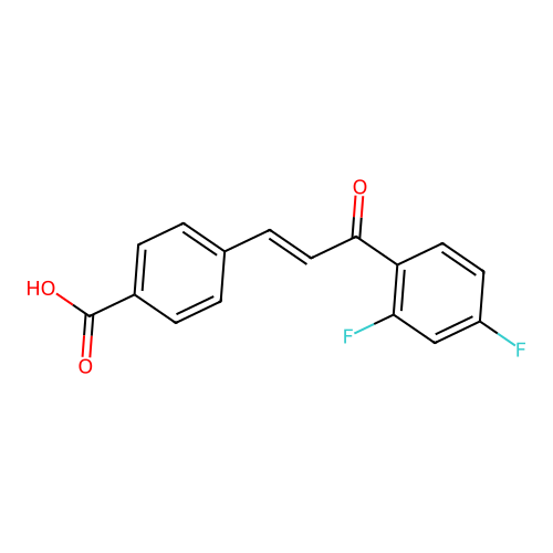 (E)-4-(3-(2,4-Difluorophenyl)-3-oxoprop-1-en-1-yl)benzoic acid structure