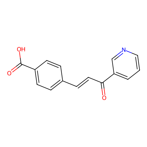 (E)-4-(3-Oxo-3-(pyridin-3-yl)prop-1-en-1-yl)benzoic acid structure