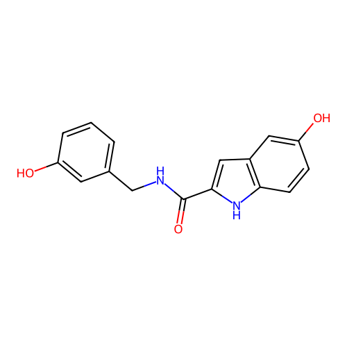 5-Hydroxy-1H-indole-2-carboxylic acid 3-hydroxy-benzylamide structure