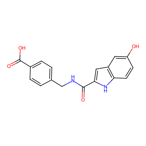 4-[[[(5-Hydroxy-1H-indol-2-yl)carbonyl]amino]methyl]benzoic acid structure
