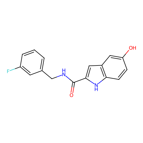 N-(3-Fluorobenzyl)-5-hydroxy-1H-indole-2-carboxamide structure