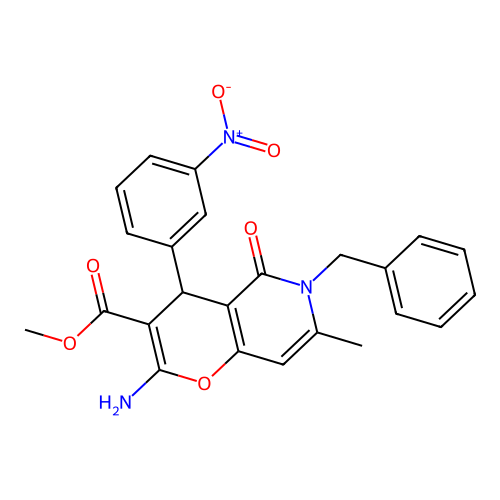 methyl 2-amino-6-benzyl-7-methyl-4-(3-nitrophenyl)-5-oxo-4H-pyrano[3,2-c]pyridine-3-carboxylate structure
