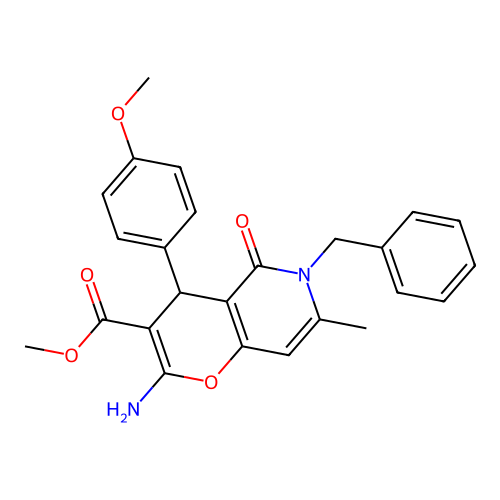 methyl 2-amino-6-benzyl-4-(4-methoxyphenyl)-7-methyl-5-oxo-4H-pyrano[3,2-c]pyridine-3-carboxylate structure