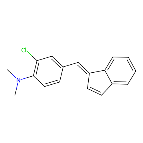 2-chloro-4-[(E)-inden-1-ylidenemethyl]-N,N-dimethylaniline structure