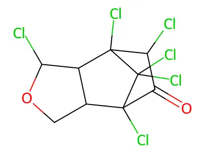 4,7-Methanoisobenzofuran-5(3H)-one, 1(or 3),4,6,7,8,8-hexachlorohexahydro- structure