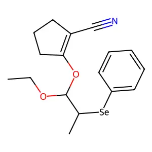 2-(1-Ethoxy-2-(phenylseleno)propoxy)-1-cyclopentene-1-carbonitrile structure