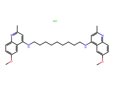 N,N'-bis(6-methoxy-2-methylquinolin-4-yl)nonane-1,9-diamine hydrochloride structure