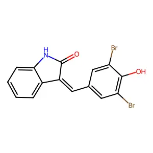 3-[(3,5-dibromo-4-hydroxyphenyl)methylidene]-1H-indol-2-one structure