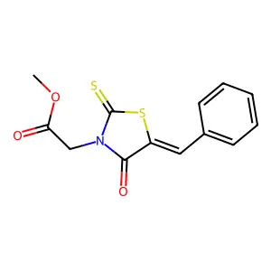 (Z)-methyl 2-(5-benzylidene-4-oxo-2-thioxothiazolidin-3-yl)acetate structure