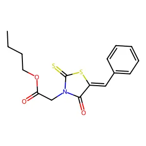 (Z)-butyl 2-(5-benzylidene-4-oxo-2-thioxothiazolidin-3-yl)acetate structure