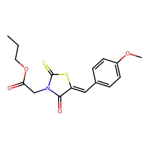 propyl 2-[(5Z)-5-[(4-methoxyphenyl)methylidene]-4-oxo-2-sulfanylidene-1,3-thiazolidin-3-yl]acetate structure