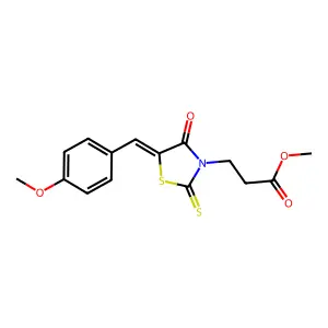 (Z)-methyl 3-(5-(4-methoxybenzylidene)-4-oxo-2-thioxothiazolidin-3-yl)propanoate structure