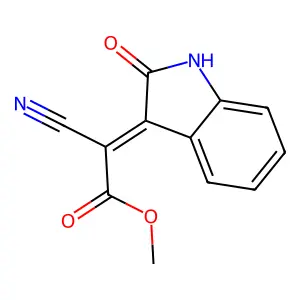 methyl (2Z)-cyano(2-oxo-1,2-dihydro-3H-indol-3-ylidene)acetate structure