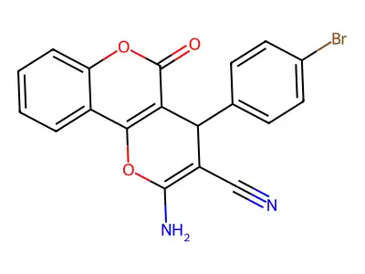2-amino-4-(4-bromophenyl)-5-oxo-4H,5H-pyrano[3,2-c]chromene-3-carbonitrile structure
