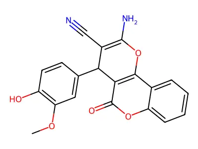 2-amino-4-(4-hydroxy-3-methoxyphenyl)-5-oxo-4H,5H-pyrano[3,2-c]chromene-3-carbonitrile structure