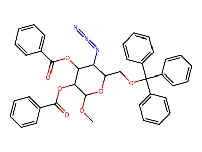 [5-Azido-3-benzoyloxy-2-methoxy-6-(trityloxymethyl)oxan-4-yl] benzoate structure