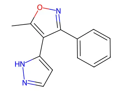 5-methyl-3-phenyl-4-(1H-pyrazol-5-yl)isoxazole structure