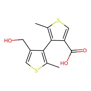 3'-(Hydroxymethyl)-5,5'-dimethyl-4,4'-bithiophene-3-carboxylic acid structure