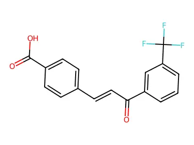 4-[3-Oxo-3-[3-(trifluoromethyl)phenyl]prop-1-enyl]benzoic acid structure