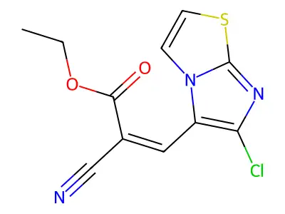 Ethyl 3-(6-chloroimidazo[2,1-b][1,3]thiazol-5-yl)-2-cyanoprop-2-enoate structure