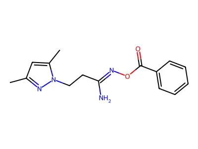 [[1-Amino-3-(3,5-dimethylpyrazol-1-yl)propylidene]amino] benzoate structure