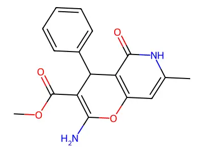 methyl 2-amino-7-methyl-5-oxo-4-phenyl-5,6-dihydro-4H-pyrano[3,2-c]pyridine-3-carboxylate structure
