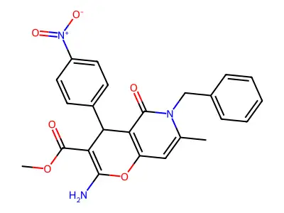 methyl 2-amino-6-benzyl-7-methyl-4-(4-nitrophenyl)-5-oxo-4H-pyrano[3,2-c]pyridine-3-carboxylate structure