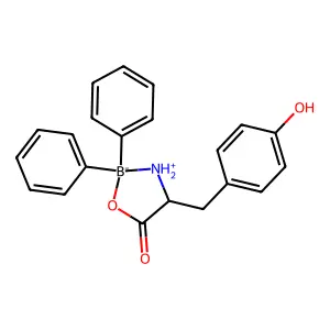 4-[(4-hydroxyphenyl)methyl]-2,2-diphenyl-1-oxa-3-azonia-2-boranuidacyclopentan-5-one structure