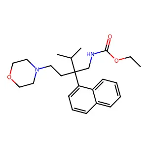 ethyl N-[3-methyl-2-(2-morpholin-4-ylethyl)-2-naphthalen-1-ylbutyl]carbamate structure