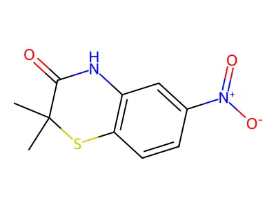 2,2-dimethyl-6-nitro-2H-1,4-benzothiazin-3(4H)-one structure