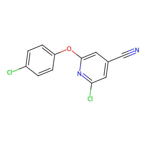 2-Chloro-6-(4-chlorophenoxy)pyridine-4-carbonitrile structure