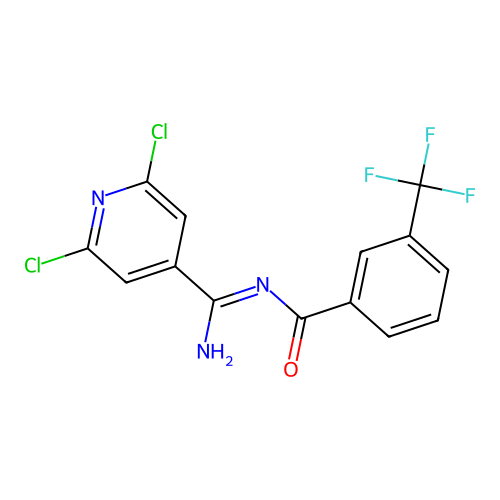 N1-[(2,6-dichloro-4-pyridyl)(imino)methyl]-3-(trifluoromethyl)benzamide structure