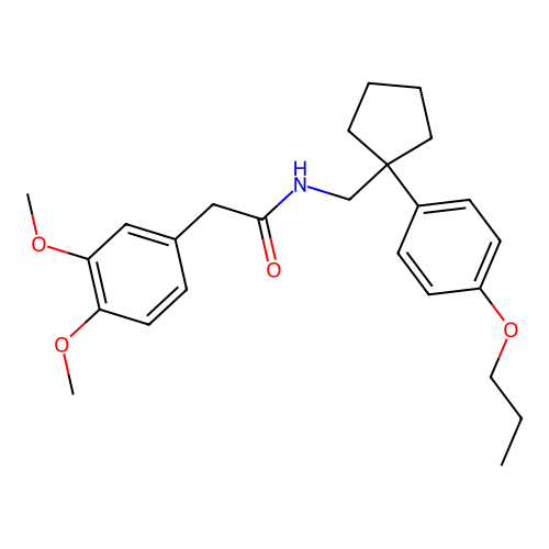 2-(3,4-dimethoxyphenyl)-N-{[1-(4-propoxyphenyl)cyclopentyl]methyl}acetamide structure