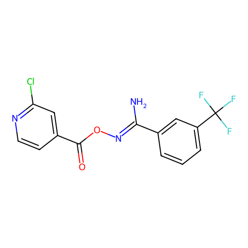 O1-[(2-chloro-4-pyridyl)carbonyl]-3-(trifluoromethyl)benzene-1-carbohydroximamide structure