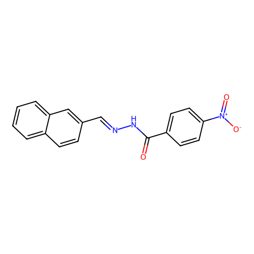 N-[(E)-naphthalen-2-ylmethylideneamino]-4-nitrobenzamide structure