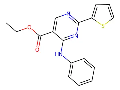 Ethyl 4-anilino-2-thiophen-2-ylpyrimidine-5-carboxylate structure