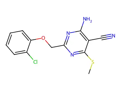 4-Amino-2-[(2-chlorophenoxy)methyl]-6-(methylthio)pyrimidine-5-carbonitrile structure