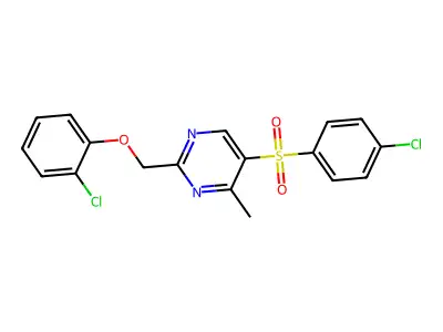 2-[(2-Chlorophenoxy)methyl]-5-[(4-chlorophenyl)sulfonyl]-4-methylpyrimidine structure