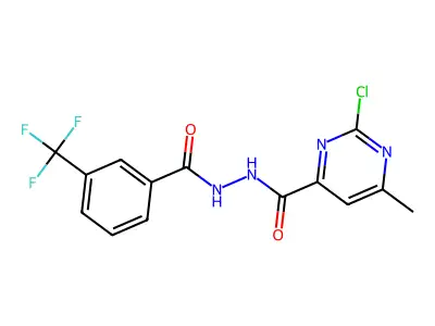 N'1-[(2-chloro-6-methylpyrimidin-4-yl)carbonyl]-3-(trifluoromethyl)benzene-1-carbohydrazide structure
