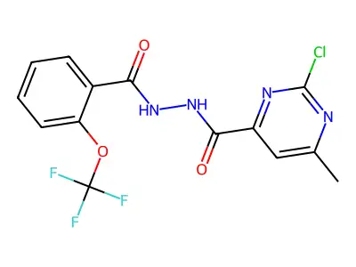 N'1-[(2-chloro-6-methylpyrimidin-4-yl)carbonyl]-2-(trifluoromethoxy)benzene-1-carbohydrazide structure