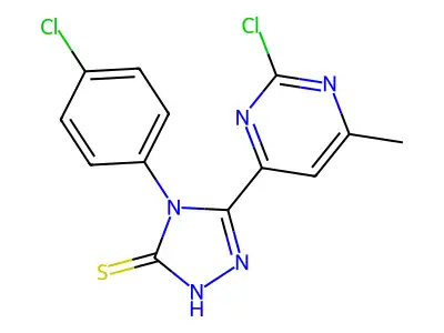 5-(2-chloro-6-methylpyrimidin-4-yl)-4-(4-chlorophenyl)-4H-1,2,4-triazole-3-thiol structure